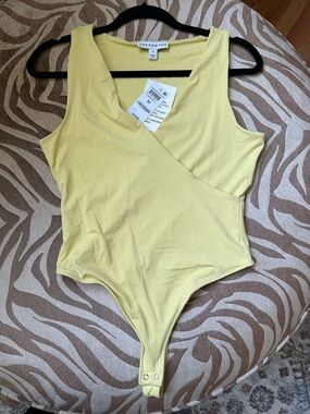 And Now This Women’s Yellow Sleeveless V-Neck Bodysuit
